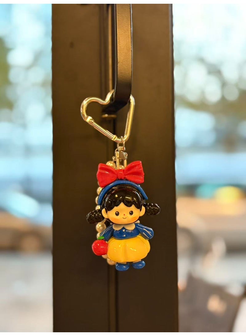 Handcrafted Ceramic Doll Keychain | Pearl Chain Bag Charm - Image 2